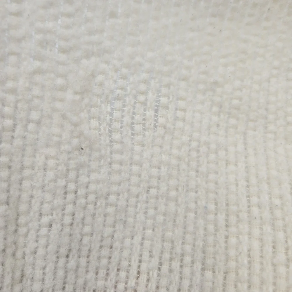 Vtg‎ Lt Yellow Cream Waffle Weave Satin Trim Blanket Approx 72